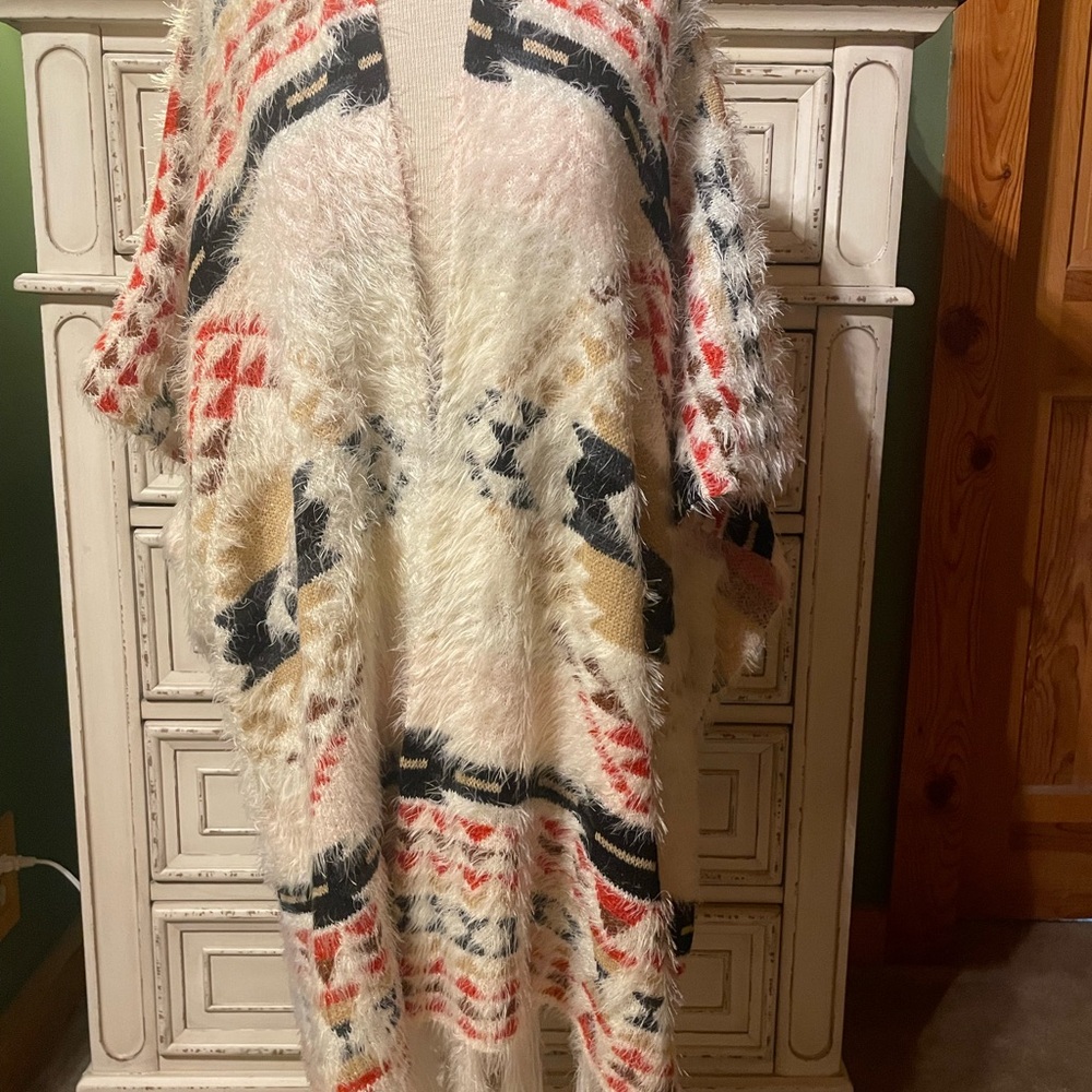 Free people tribal Aztec shawl sweater OS NEW